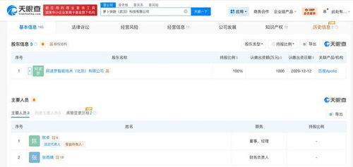 阿波罗全资入股萝卜快跑武汉科技公司，引领智能出行领域信息系统集成服务新篇章